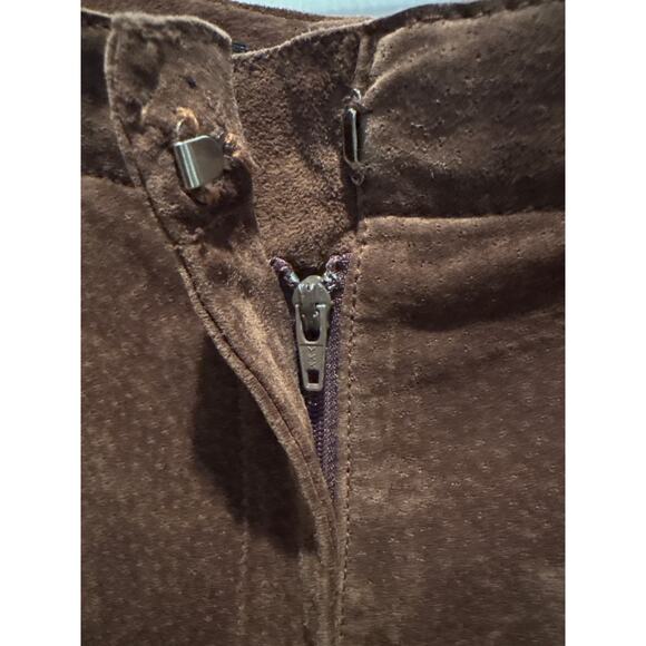 Vintage Kenneth Cole reaction suede leather retro brown high rise lined pants 10 - Picture 9 of 16